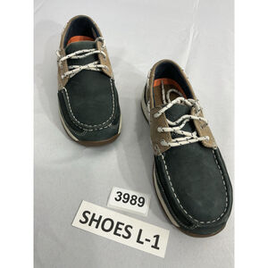 Womans Rockport Works Boat Shoes Productive Foot Wear 8 M Blue Tan Lace Up